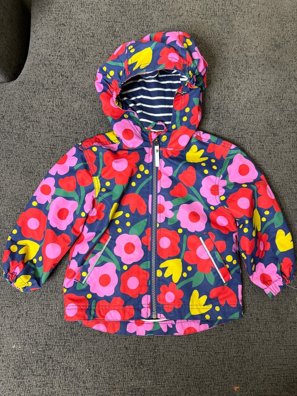 Hanna Andersson Floral Hooded Rain Jacket Windbreaker Coat size 3T